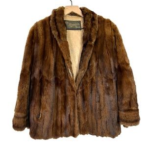 Brandeis Furs Omaha Vintage Coat Womens Lined Long Sleeve 1950’s 1960’s FLAWS